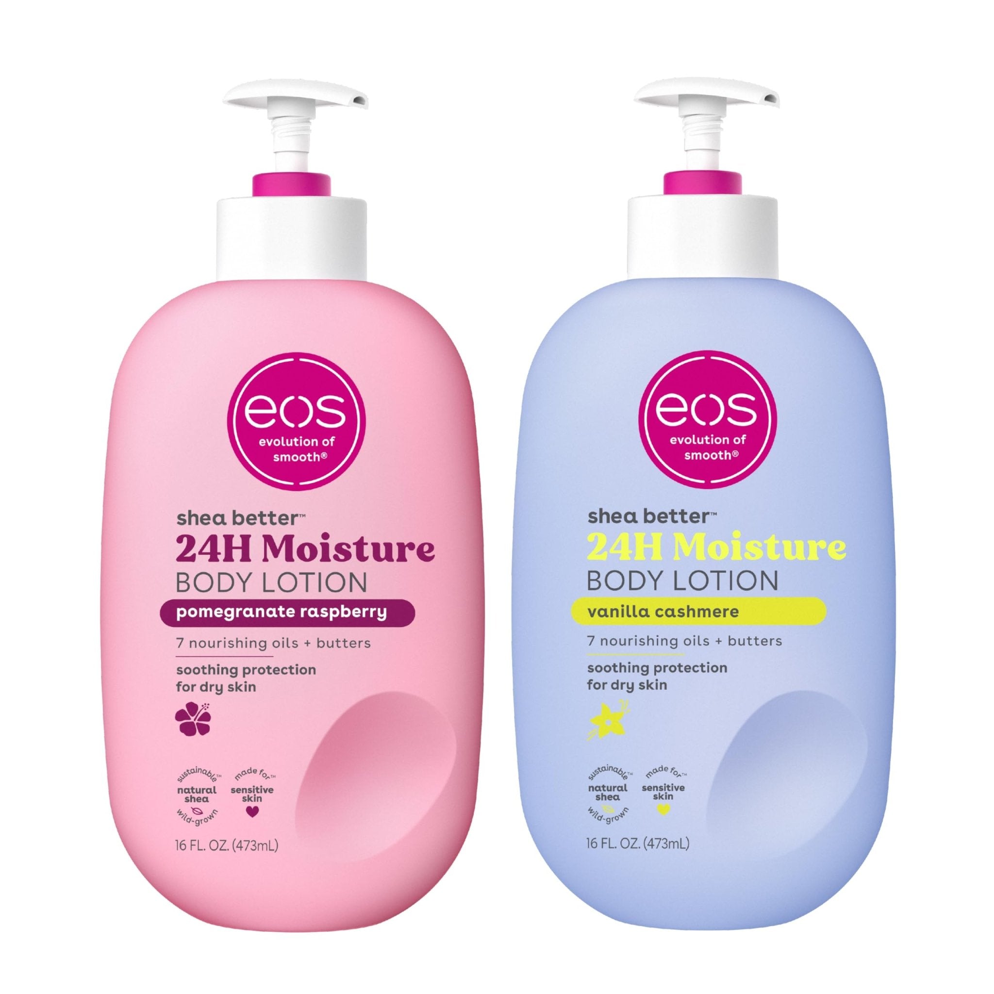 eos Shea Better Body Lotion Vanilla Cashmere, 24-Hour Moisture Skin Care, Lightweight & Non-Greasy, Natural Shea, Vegan, Vanilla Body Lotion, 16 fl oz